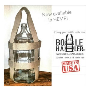 5 Gallon water bottle Carrier in HEMP by Bottle Hauler Bottle Glass bottle NOT included. Carboy carrier image 8