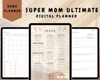 Digital Planner for Busy Moms, Ultimate Organizer with Goodnotes Stickers, Notion & iPad Compatible, PDF Journal,Working Mom Planner