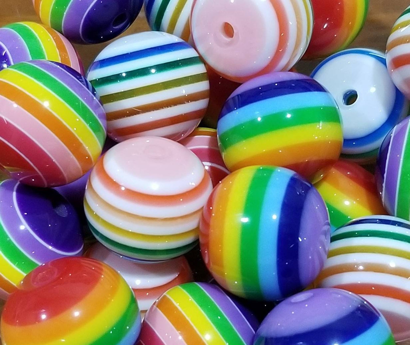 25 Piece Bubble Gum Bead Set 20mm Acrylic Rainbow Design Etsy UK