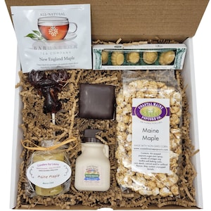 Maine Maple Gift Set: Syrup, Chocolate, Popcorn & Tea