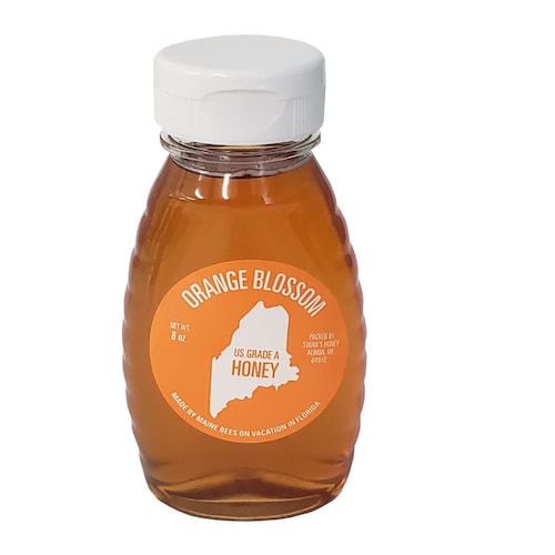 8oz Orange Blossom US Grade A Raw Honey - Made in Maine from Maine Bees on Vacation in Florida