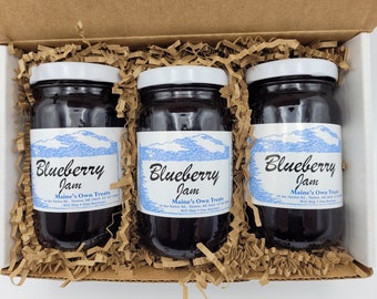 10oz Wild Maine Blueberry Jam - Gift Package - Small Batch Made - Great for Birthday, Valentines, Mothers Day or Christmas gifts