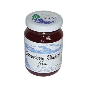 5oz Wild Maine Strawberry Rhubarb Jam - Made in Maine from Wild Rhubarb and Strawberries - great gift for Mom
