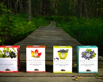 Té Bar Harbor - Totalmente natural y orgánico - Caja de 15 unidades - Varios sabores - Envuelto individualmente - Té negro, té verde, té de frutas, té de arce