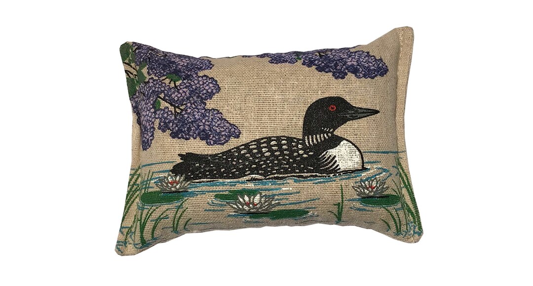 Balsam Fir Pillow - Loon & Lilac Design - 3 x 5 Made in Maine
