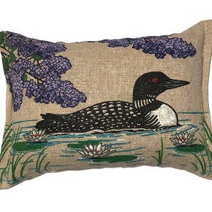 Balsam Fir Pillow - Loon & Lilac Design - 3" x 5" Made in Maine