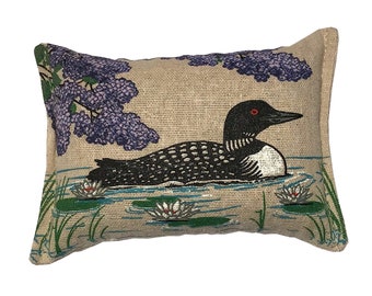 Balsam Fir Pillow - Loon & Lilac Design - 3" x 5" Made in Maine