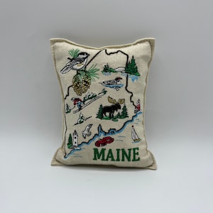 Balsam Fir Pillow - Everything Maine Embroidered Design - 5&quot; x 7&quot; Made in Maine