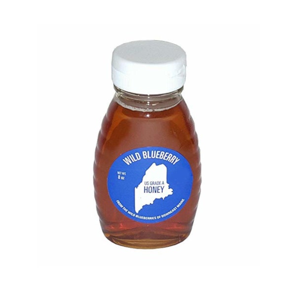8oz Wild Maine Blueberry Honey - Made in Maine from Wild Blueberries and Organic Honey