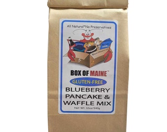 Maine Blueberry GLUTEN FREE Pancake and Waffle Mix with real Maine Blueberries! Great for breakfast, holidays or gift giving - 12 ounce