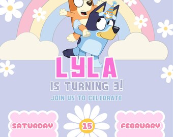 Blue dog birthday invitation