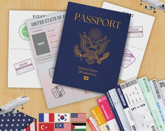 Editable US Passport Template for Kids, Play Travel Learning (Canva)