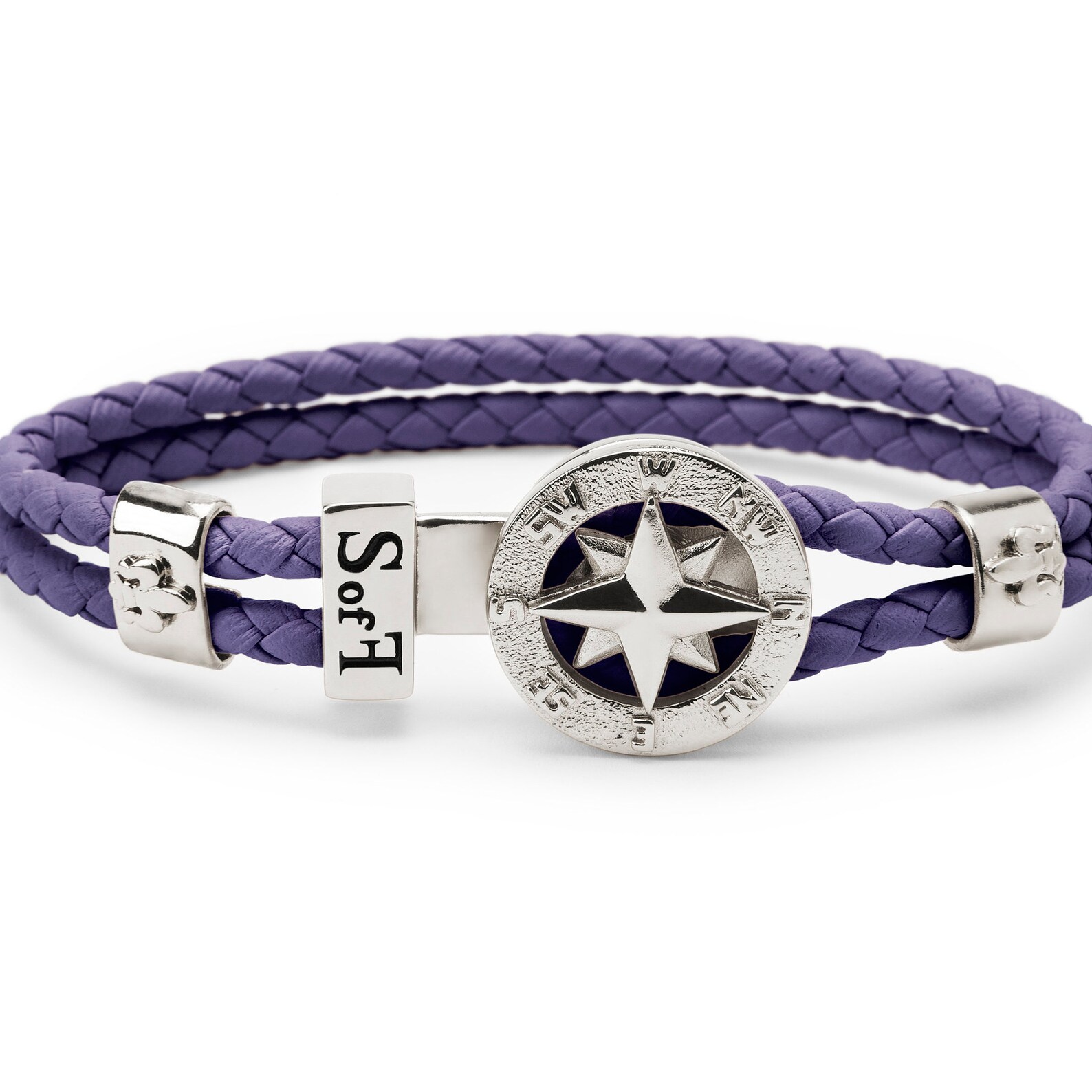 Compass Rose Bracelet Silver with Leather free shipping Etsy