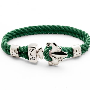 Braccialetto Giglio Argento con Cordino Marino (spedizione gratuita)