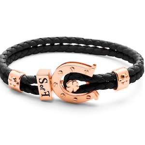 Braccialetto Porta Fortuna Oro Rosa con pelle (spedizione gratuita)