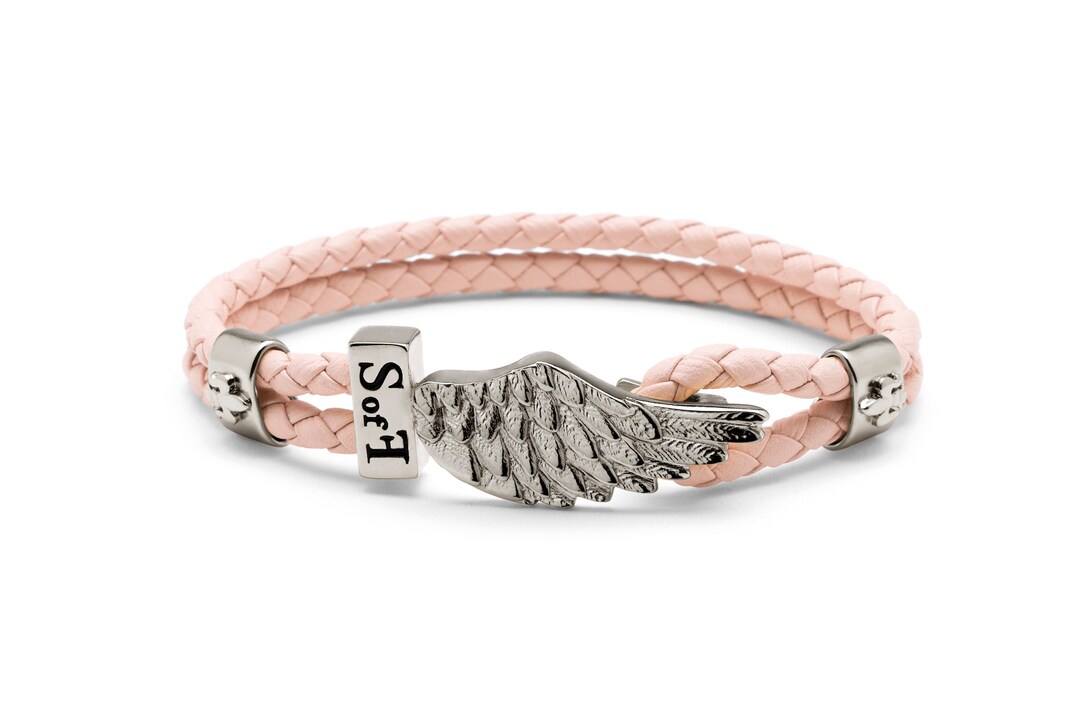 Bracciale di corda con pendente charm in argento Ala d'angelo, fatt