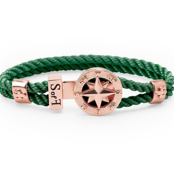 Compass Rose Bracelet Rose Gold With Marine Rope free Etsy