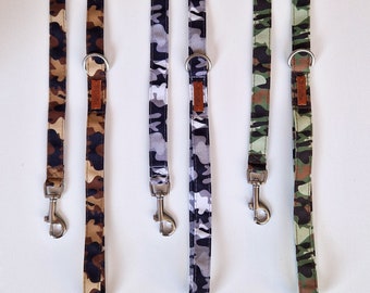 Camouflage pattern dog leash, pet leash, leash with handle, custom dog leash, training leash, dog accessories, unique dog leash, soft leash