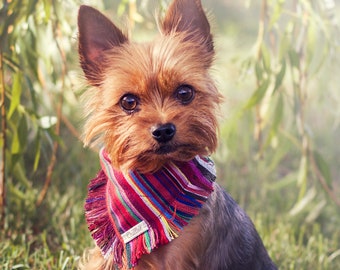 Red Tribal Boho Dog Bandana: Cotton Blend Over-the-Collar Scarf