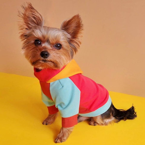 Heller Teetasse Hoodie aus Baumwoll-French Terry, XXS XS Hundepullover, Tiny Hundekleidung, Hundekleidung für kleine Hunde und Welpen