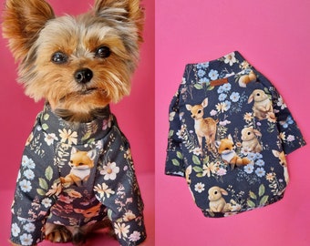 Forest animal dog sweater, adorable teacup Yorkie puppy x small sweater, xxs dog sweater, xxxs dog clothing, dog pullover