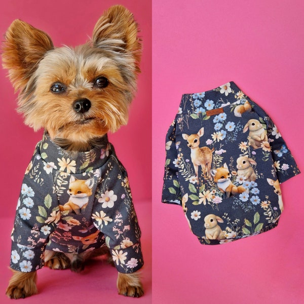 Forest animal dog sweater, adorable teacup Yorkie puppy x small sweater, xxs dog sweater, xxxs dog clothing, dog pullover