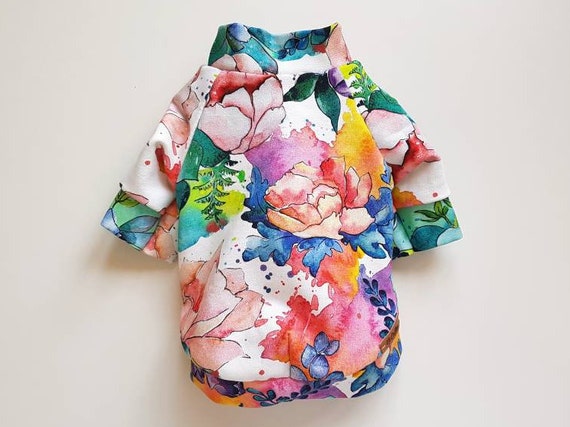 PINK FLOWERY SWEATER IN FRENCH TERRY, BABY PINK FLOWERY SWEATER IN FRENCH TERRY, BABY