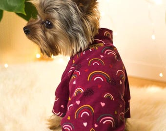 Teacup Dog Sweater, Small Dog Clothes, Puppy Sweater, Yorkie Chihuahua Outfit, Dog T-shirt, Tiny Dog Clothing, Raspberry Rainbow Sweater