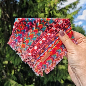 Boho Chic Tribal Dog Bandana: Red Over-the-Collar Bandana