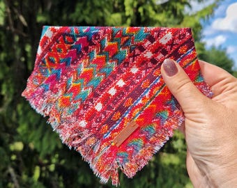 Boho Chic Tribal Dog Bandana: Red Over-the-Collar Bandana