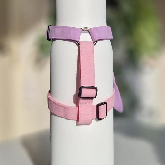 小型犬用パステルピンクの犬用ハーネス、手作りのプレミアム調節可能な