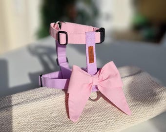Pettorina rosa pastello per cani di piccola taglia, Pettorina regolabile di alta qualità fatta a mano, Pettorina per cuccioli su misura, Pettorina anteriore a Y per cani