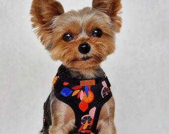 Adjustable teacup dog harness made from cotton fabric, Small dog harness, Tiny Yorkie harness, XXS dog harness, Puppy Step in Harness, Gift