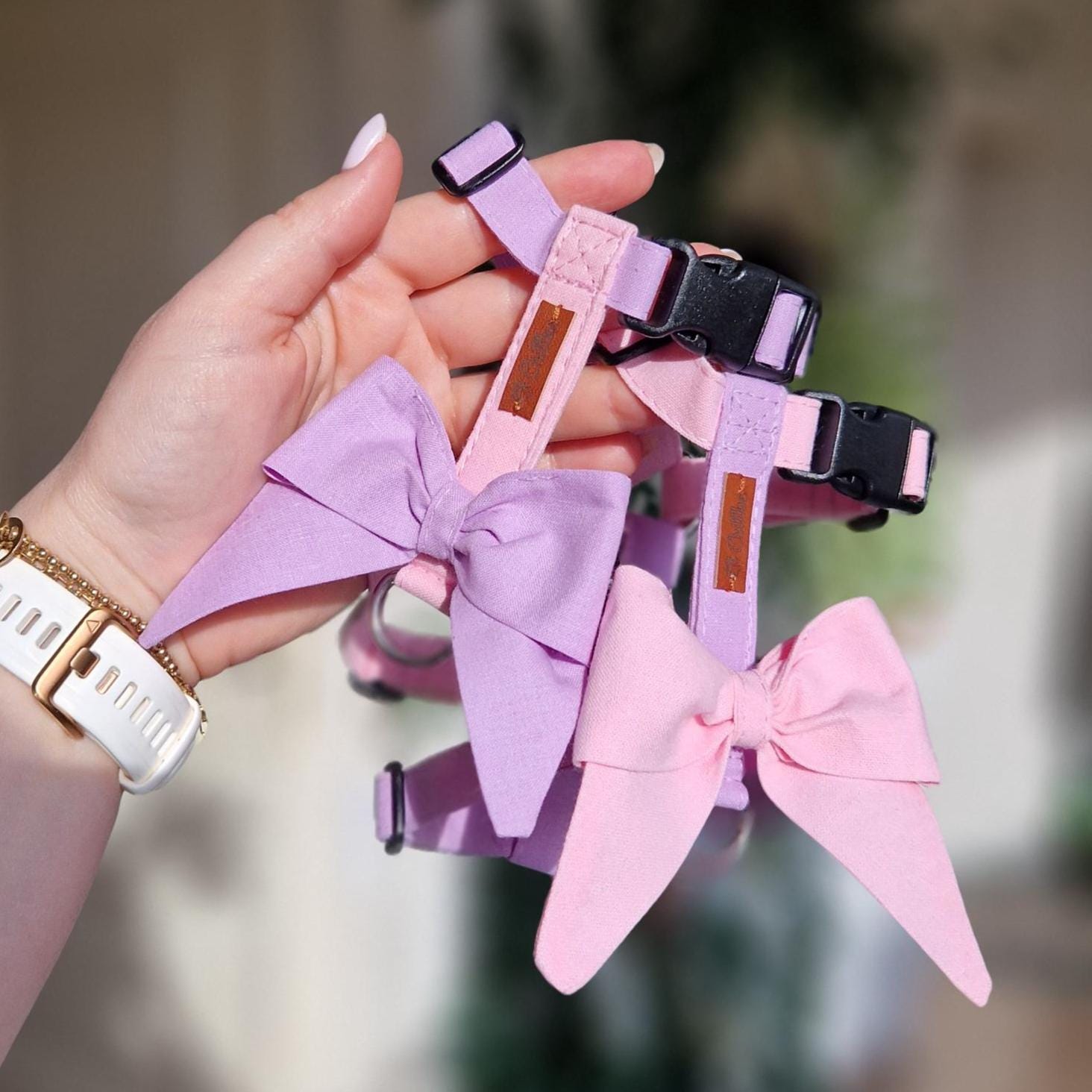 小型犬用パステルピンクの犬用ハーネス、手作りのプレミアム調節可能な