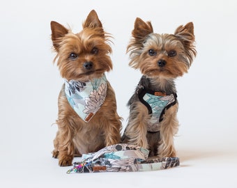 Set di pettorina e guinzaglio per cani in cotone floreale: regolabile dalla taglia XXS alla piccola