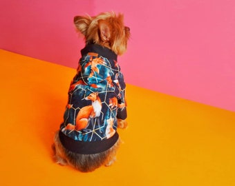 Chillbe Small Dog Hoodie with fox Print for Teacup Yorkie, Chihuahua, Toy Breeds, Small Dog Sweater, XXS XS Puppy Clothes, Tiny Dog Pullover