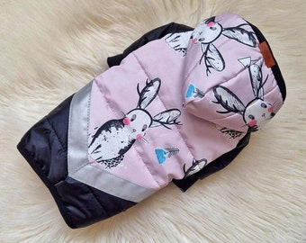 Custom made small dog coat with insulation layers, reflective stripes and lining, Dog apparel, Dog clothes, Puppy clothes, Dog jacket