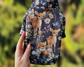 Chillbe Handmade Dog Sweater - woodland-themed Print for Teacup Yorkie, Chihuahua, Toy Breed - XXS XS Puppy Clothes, Tiny Dog Pullover, Gift
