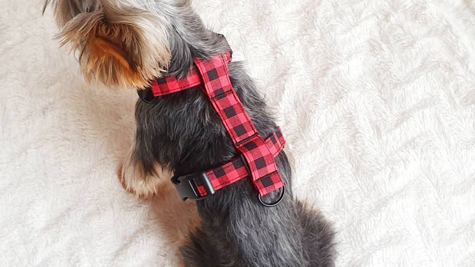Small Teacup Dog Harness Made From Red Plaid Check Cotton With Etsy