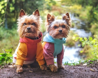 Color block pink Dog Hoodie, Small dog sweater, XXS dog Sweater, Teacup dog sweater, Tiny dog sweater, dog pullover, Small dog clothing