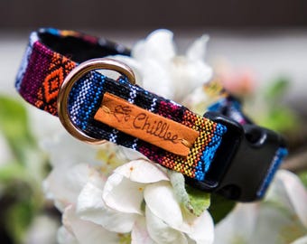 Colorful Dog Collar – Adjustable Fabric Collar for Small Dogs, Teacup Puppies, Yorkies & Chihuahuas | Handmade Boho Dog Collar by Chillbe