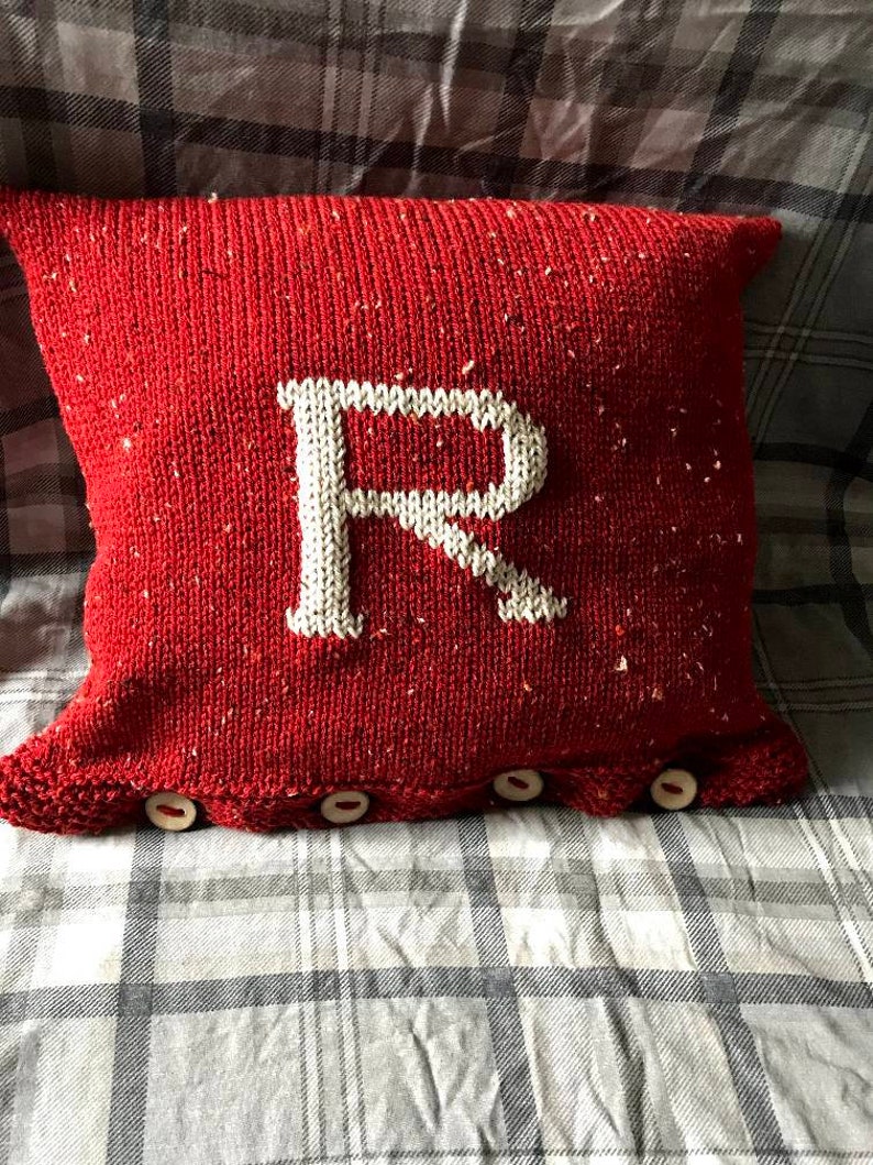 Knitting Pattern for Cushion With Custom Initial Etsy