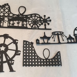 Deluxe Amusement Park Die Cut Assortment * Roller Coaster * Amusement Park Skyline * Ferris Wheel * Carnival Skyline * 8 Pieces! Fun!