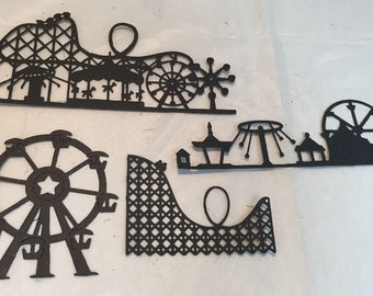 Deluxe Amusement Park Die Cut Assortment * Roller Coaster * Amusement Park Skyline * Ferris Wheel * Carnival Skyline * 8 Pieces! Fun!