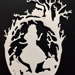 Alice In Wonderland Die Cuts * Cheshire Cat * Set of Twelve * Black, White, Pink or Purple Cardstock * Whimsical Design!