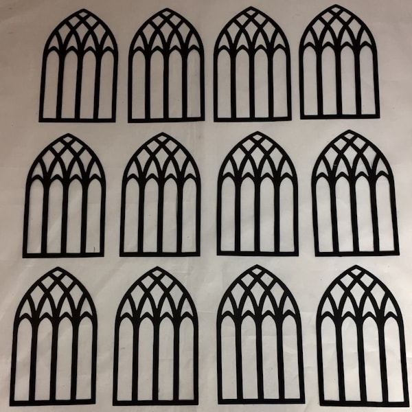 Tim Holtz Die Cuts * Cathedral Window * Set of Twelve * Black or White Cardstock * New Design * Sizzix 664074 *