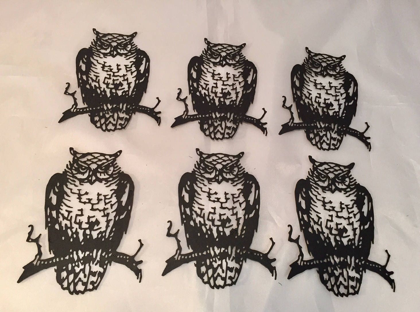 Tim Holtz Halloween Die Cuts * Ornate Owl * Set of Six * Sizzix #662380 * Black or White Cardstock *