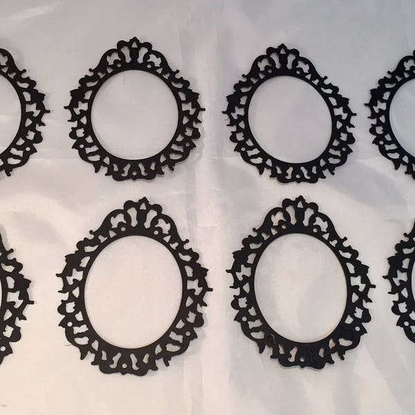 Tim Holtz Die Cuts * Oval Ornate Frame * Eight Frames * Cardstock * Sizzix 658720 * Black or White