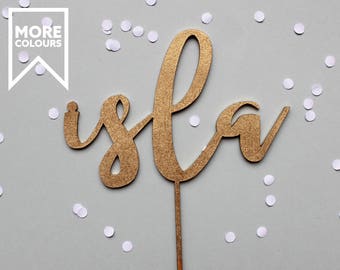 Aangepaste naam taart topper, naam taart topper, gepersonaliseerde taart topper, gouden taart topper, verjaardagstaart topper, houten taart topper, Party Decor