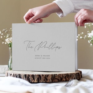 Printed Guestbook, Modern Guest Book, Modern Wedding Guest Book, Linen Wedding Guestbook, Personalised Guest Book, Surname Wedding Guestbook
